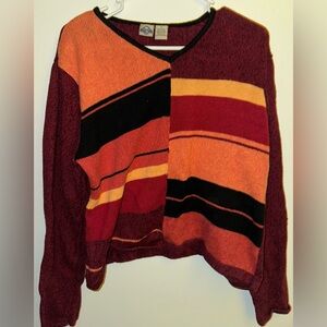 Vibrant V-Neck Striped Sweater